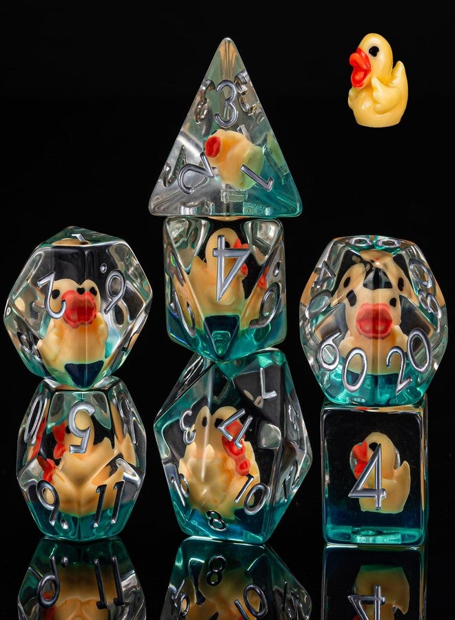 Weyano Resin D&D Dice Set, 7pcs Polyhedral Dice (D4, D6, D8, D10, D12, D20, D%) for Dungeons and Dragons, RPG, MTG (Yellow Duck) for Ages 15 and Up - Image 4